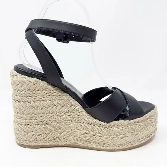 Christian Louboutin Mariza Zeppa Black Leather Wedge Sandals Size 38 - Picture 8 of 11